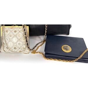 Vintage 1950s–60s Purses Set of 2 Handbags Marle Navy Walborg Ivory Beaded 20s